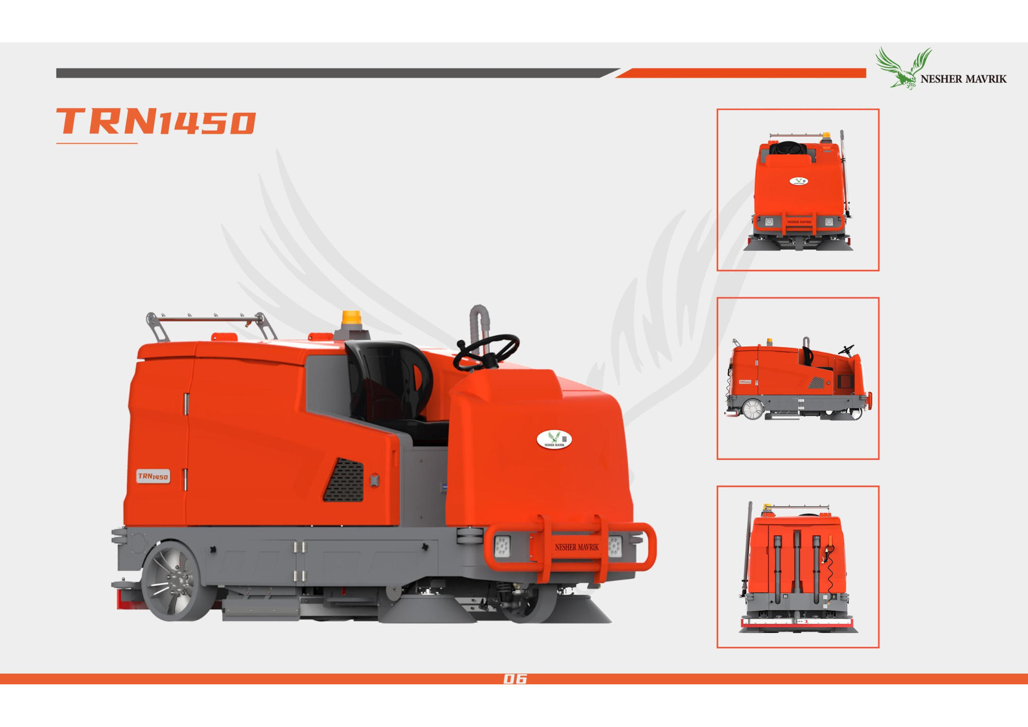 מכונת שטיפה וטיאוט 3 מברשות דגם TRN1450